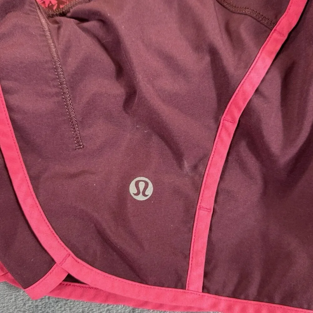 Lululemon Sz 4 Mountain Peaks Bon Bordeaux Drama Maroon 4 Way Run Times Short